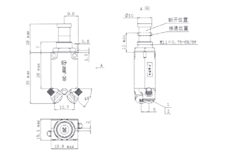 Bimetallic electric tripping single-phase circuit breaker